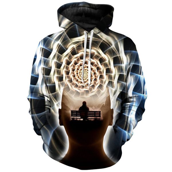 

solitude men's 3d printing hoodie visual impact party punk gothic round neck sweatshirt hoodie, Black