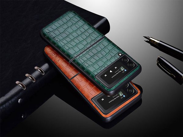 Capa de telefone de grão de crocodilo PU couro traseiro de couro protetor anti-choque slim para samsung galaxy z flip 3 z dobra 3 Google pixel 6 6pro