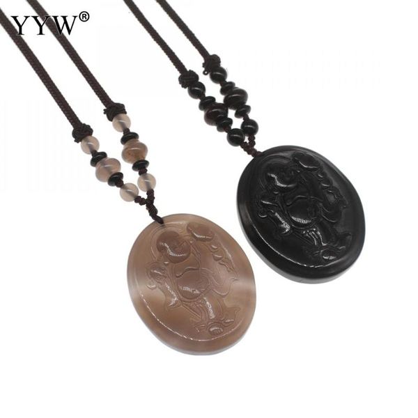 

pendant necklaces maitreya buddha mixed semi-precious stone necklace creative lucky pattern length about 32cm for man and woman, Silver