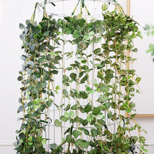 

artificial ivy plants wall hanging radish grass vine fake green silk leaves garland home garden shop wedding decoration decorative flowers &