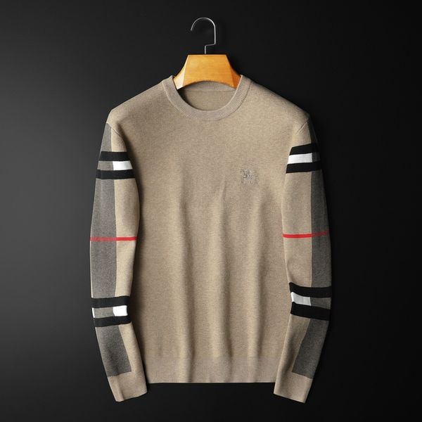 

boutique sweater winter boys' fashion base coat plaid color matching knitted, White;black