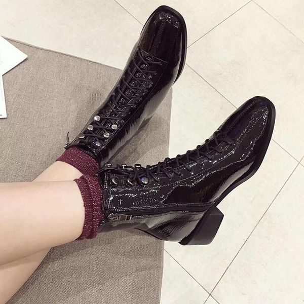 

boots brand women's shoes lady low heels booties bootee woman zipper fashion sports ladies rock rubber mid-calf mid calf fdfs, Black