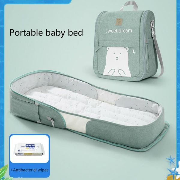 

baby travel portable mobile crib nest cot born multi-function folding bed child foldable storage bag for care 0-15m cribs