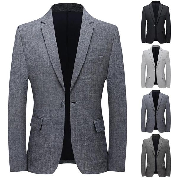 

men's suits & blazers autumn winter men balzers coats solid color coat male single breasted suit jacket veste homme, White;black