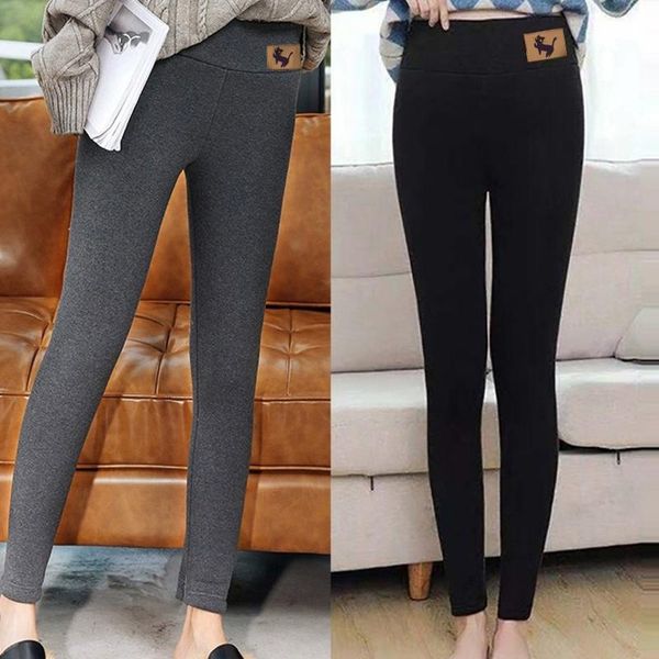 

women's pants & capris winter leggings velvet casual legging high elastic thicken lady's warm black skinny for women, Black;white