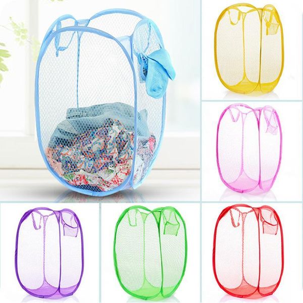 

storage baskets laundry clothes basket bag foldable up easy open mesh hamper for college dorm & organization
