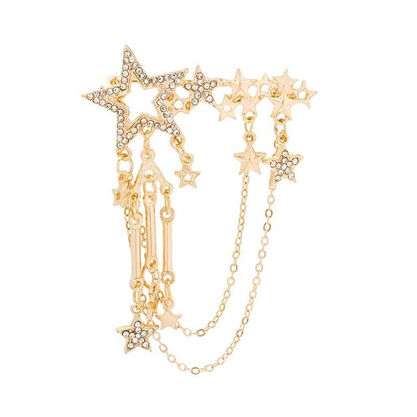 

pins, brooches metal star crystal brooch rhinestone tassel chain corsage shirt suit collar pins fashion jewelry for women and men accessorie, Gray