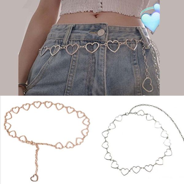 

belts 90cm fashion waistband pants classic love heart waist chain belt hollow girdle for women hip hop style female, Black;brown