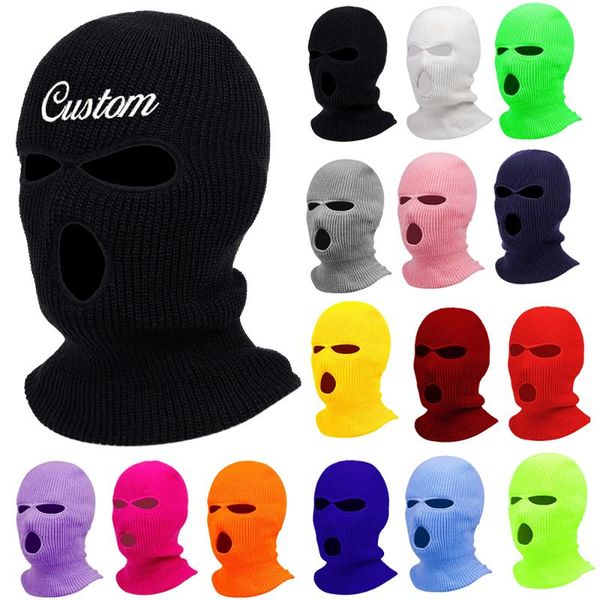 

beanies customize letters text name logo embroidery beanie balaclava mask hat womne men winter masked ski cycling with skullies