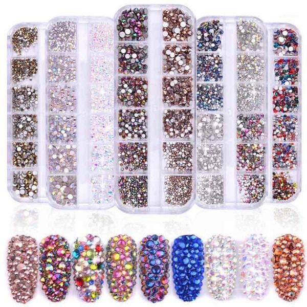 

crystal nail art decor ab rhinestones diamond 12 grids1, Silver;gold