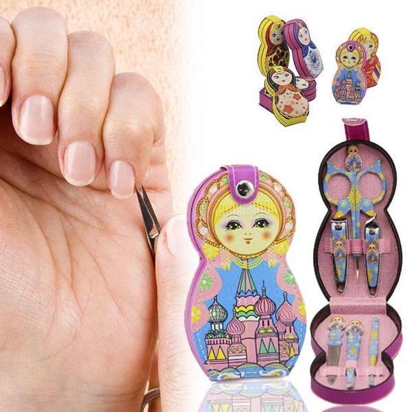 

nail art kits 6pcs russian matryoshka clipper manicure set tweezer scissor ear pick file care travel beauty portable pedicure tools