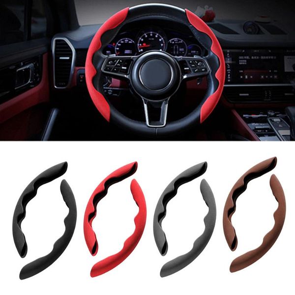 

steering wheel covers 2x car suede cover handle anti-slip protection red/black/brown/grey