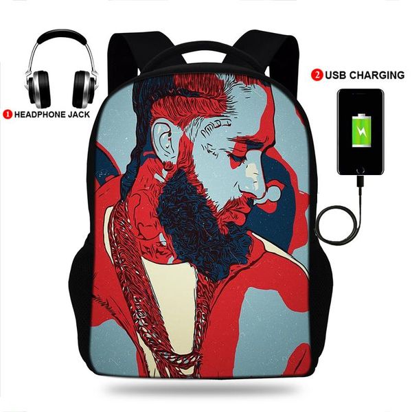 

backpack school bags for girls&boys children kids bookbag hiphop print usb charge