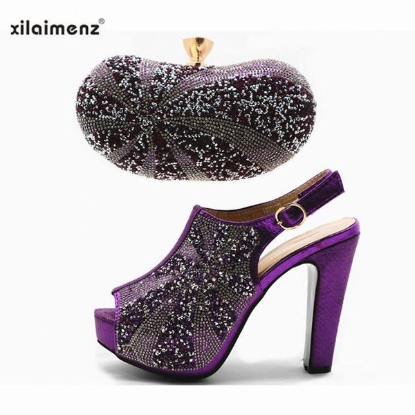 

mature style italian women shoe and bag to matching 2021 design nigerian ladies in purple with crystal dress shoes, Black