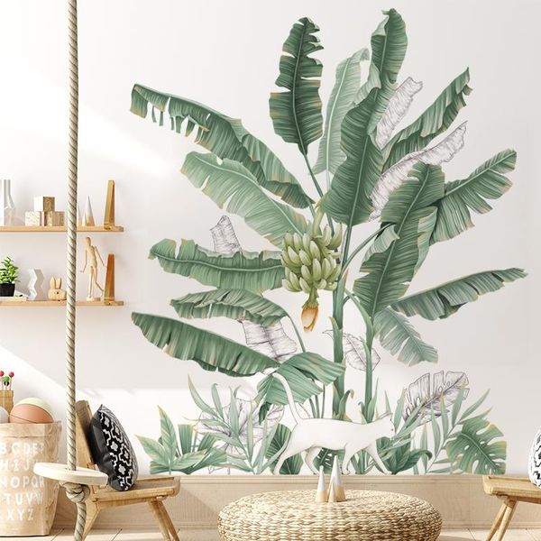 

wall stickers luanqi banana leaf sticker pvc waterproof self-adhesive door decor mural wallpaper living room bedroom decals