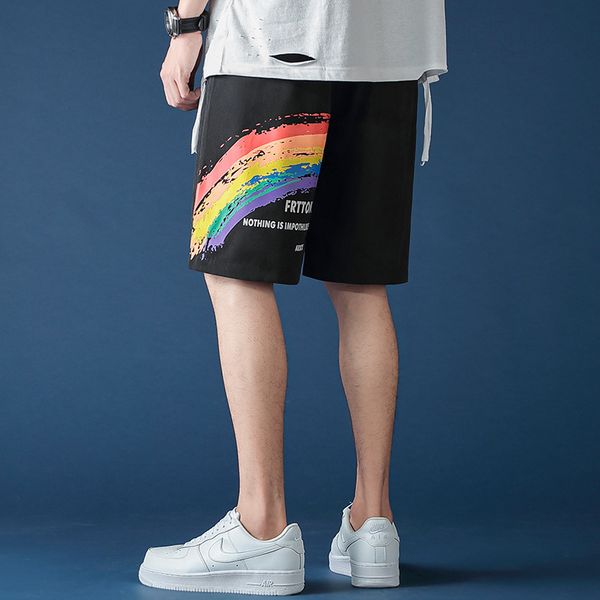 

fashion shorts men's loose summer thin pants handsome casual sports wear brand capris, White;black