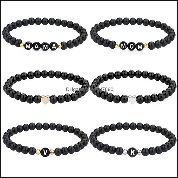 Bangle Jewelry 26 Letras Nome Bracelete para Mulheres Homens Casal Amizade Love Lucky DIY 6mm Glass Bead Bracelets Drop entrega 2021 Oiw