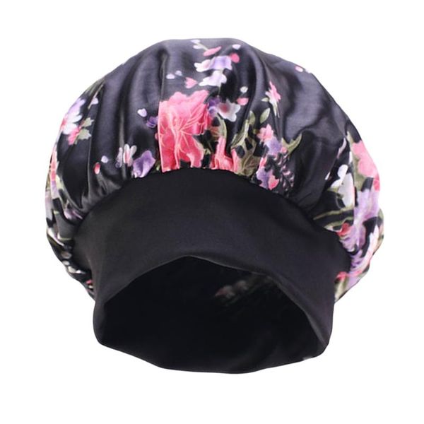 

shower caps women night sleep hair bonnet hat floral head cover wide elstic band