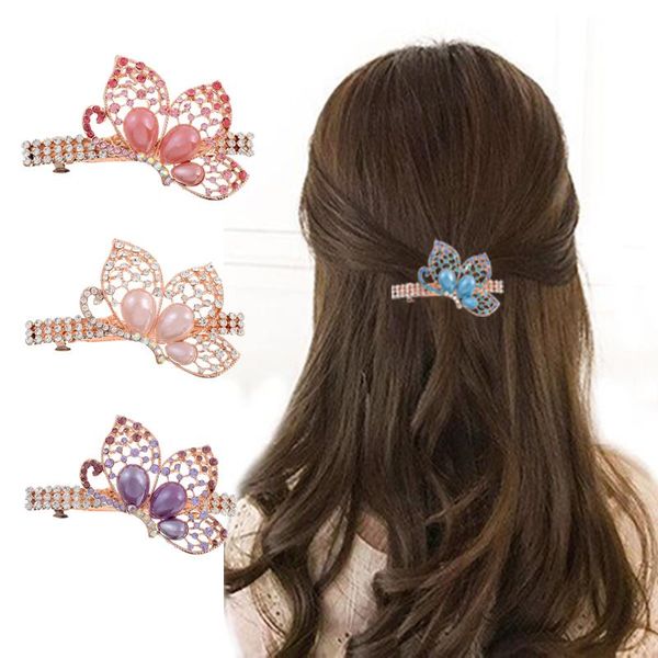 

hair clips & barrettes korean imitiation pearl crystal clip elegant floral purple barrette pins jewelry accessoories, Golden;silver