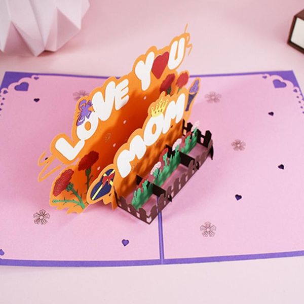

greeting cards 3d -up love you mom card for happy birthday mother's day envelope