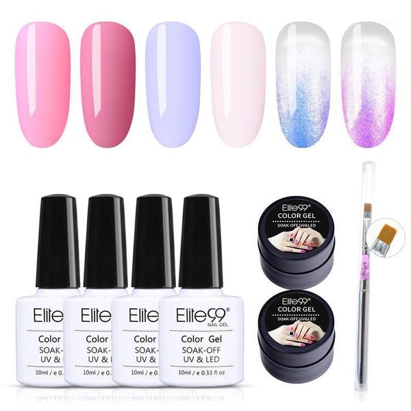 

elite99 6pieces gel nail polish set with brush pen hybrid glitter uv soak off led art manicure set1