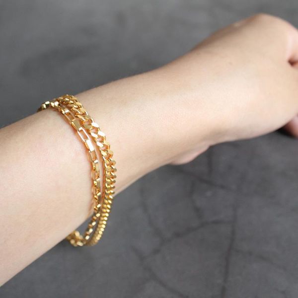 

link, chain gold bracelets mens stainless steel bracelet on hand charm double layer fashion gifts for woman wholesale, Black