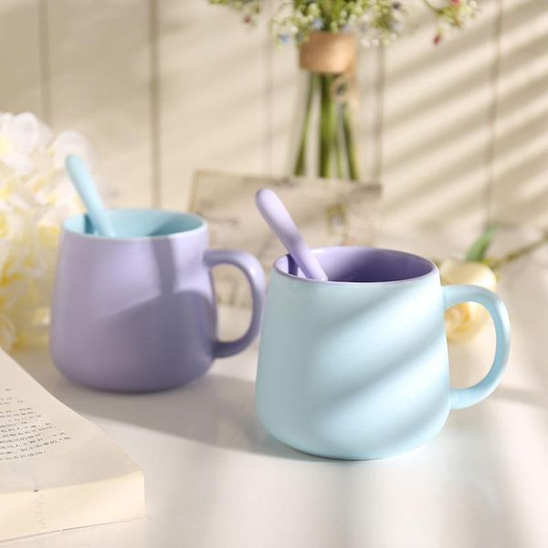 

mugs nordic ins wind creative mark cup with a spoon into milk matte color coffee contracted ceramic water glass