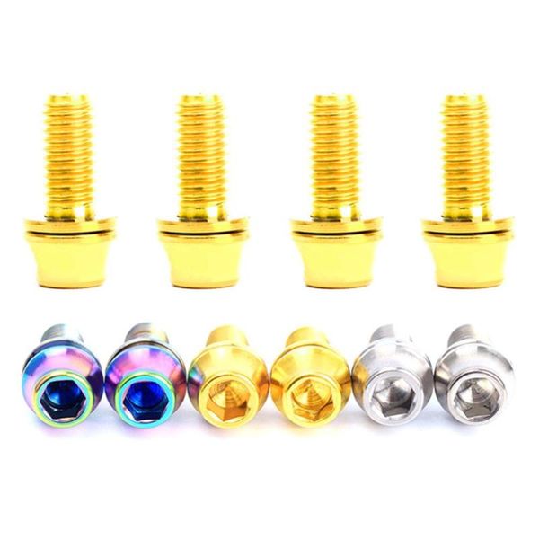 

water bottles & cages 2pcs m5*12mm bicycle bottle cage fixing bolts titanium alloy screw with washer for cycling accessories