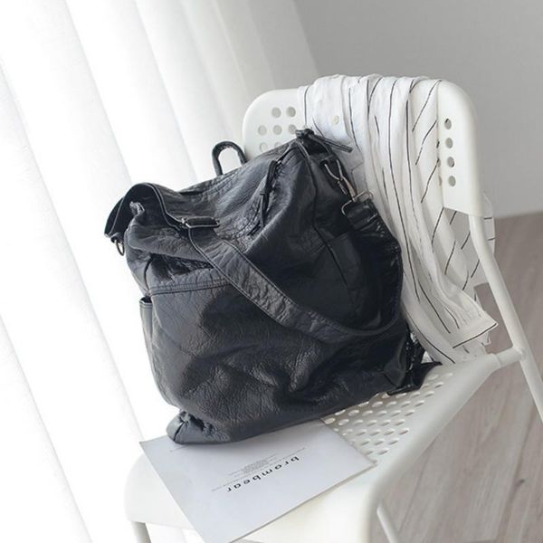 

backpack women bag cute pu korean high-capacity sweet aesthetic mori girl solid softback