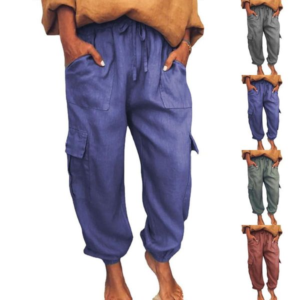 

women's pants & capris baggy comfy pant womens autumn winter pockets solid loose cargo ladies trouser casual sports trousers, Black;white