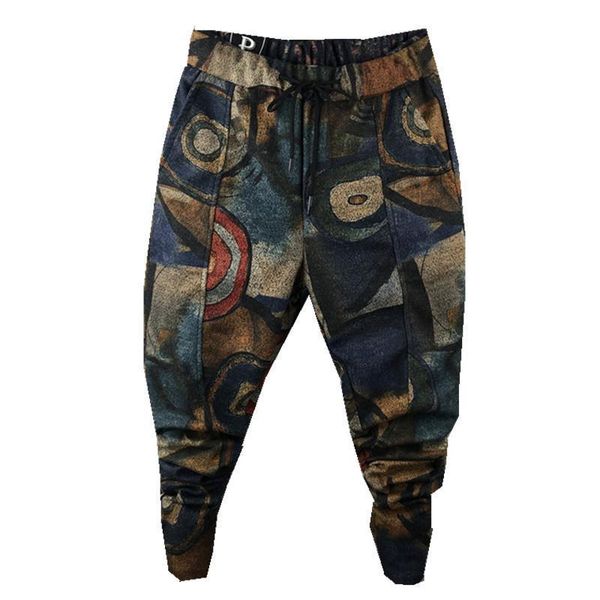 

men's pants idopy winter warm thick harem fleeced drawstring hip hop printed elastic waist trousers striped joggers, Black