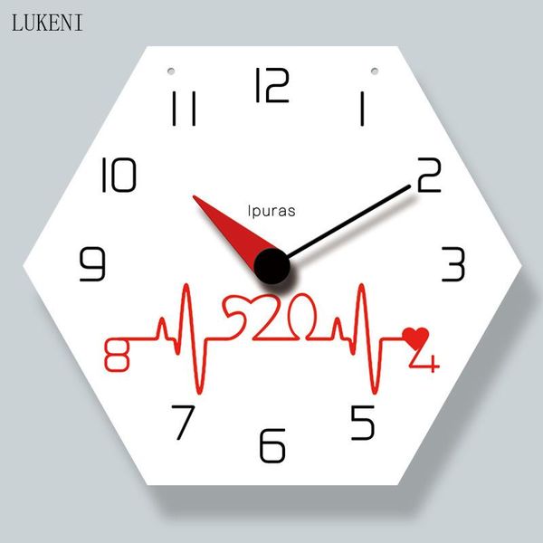 

wall clocks white love cardiogram hexagonal 14-inch lanyard clockwall decor home