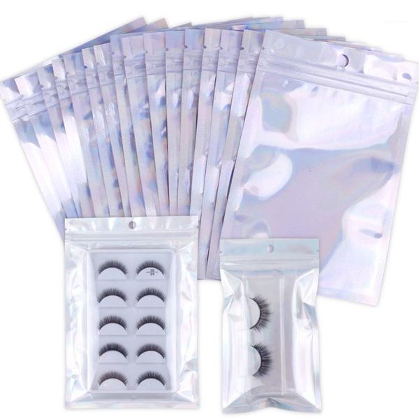 

10/20/30/40pcs wholesale eyelashes lash package holographic laser ziplock bag lashes eyelash packaging boxes diy party gift bags1