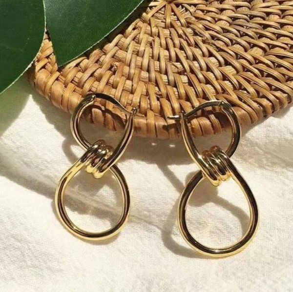

jewelry earrings simple smooth lines earrings with knotted studs women banquet jewelry valentine gift, Golden;silver