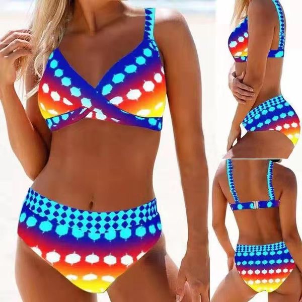 

high 2021 bikini split waist swimsuit wave point crossing women's sling, White;black