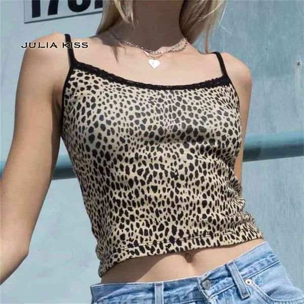 

women fitted ribbed cropped spaghetti strap tank in leopard print 210407, White