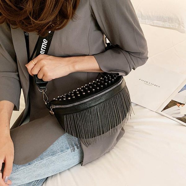 

waist bags for women fashion luxury fanny pack leather chain bag black shoulder chest brand wallet purses crossbody