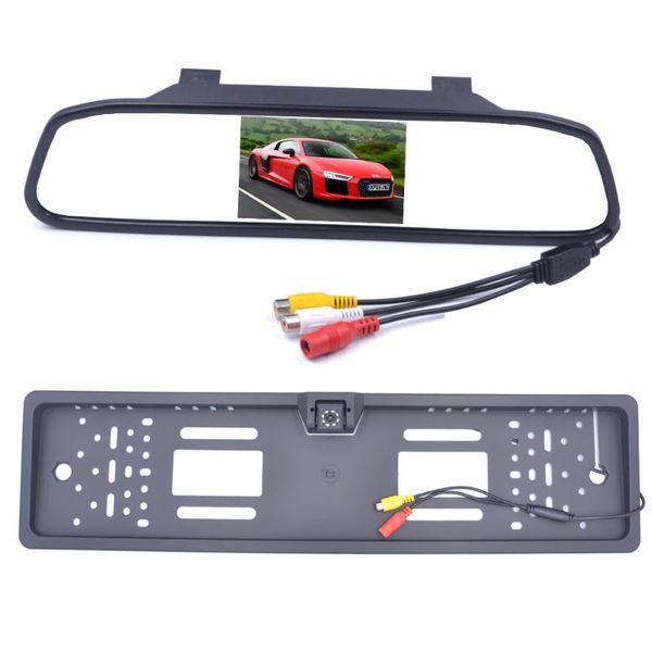 

car video hd monitor 4.3 inch tft-lcd color pal / nrsc auto 2 input for eu license plate frame reverse parking camera