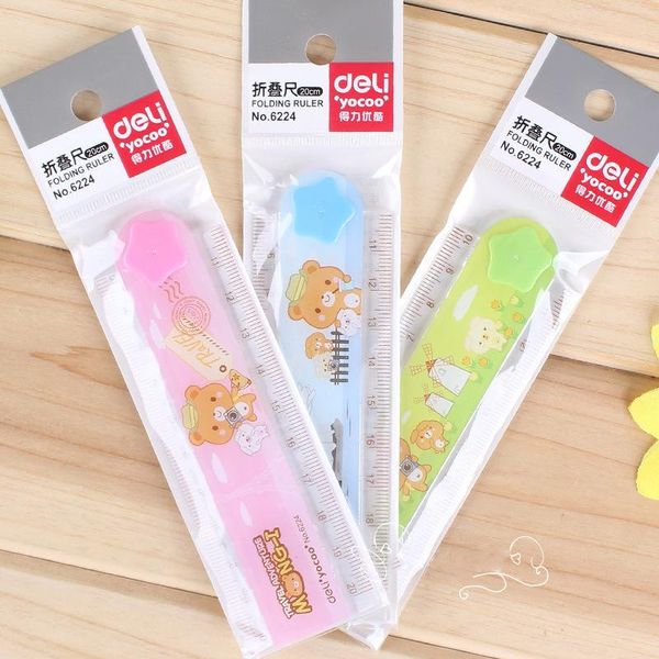 

refills kawaii cartoon student ruler korea stationery 20cm folder scale office mini portable wave line plastic creative, Black;red