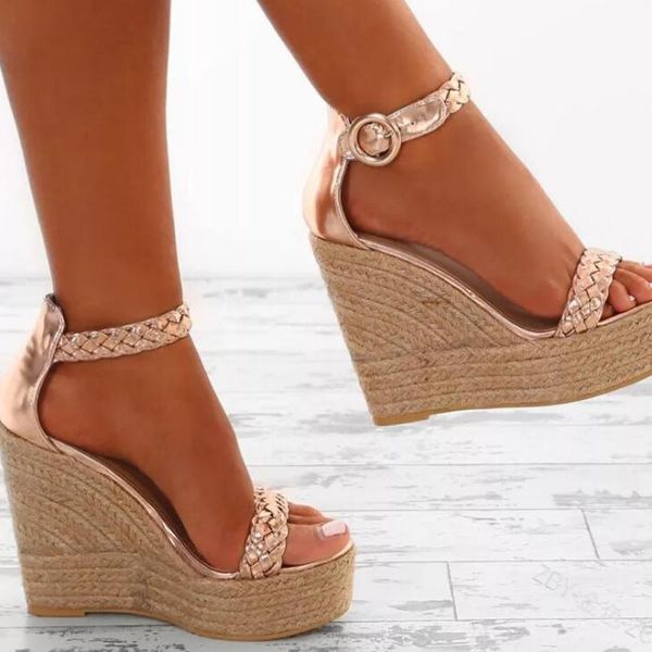 

women sandals platform espadrilles wedge summer open toe gladiator ladies roman shoes, Black