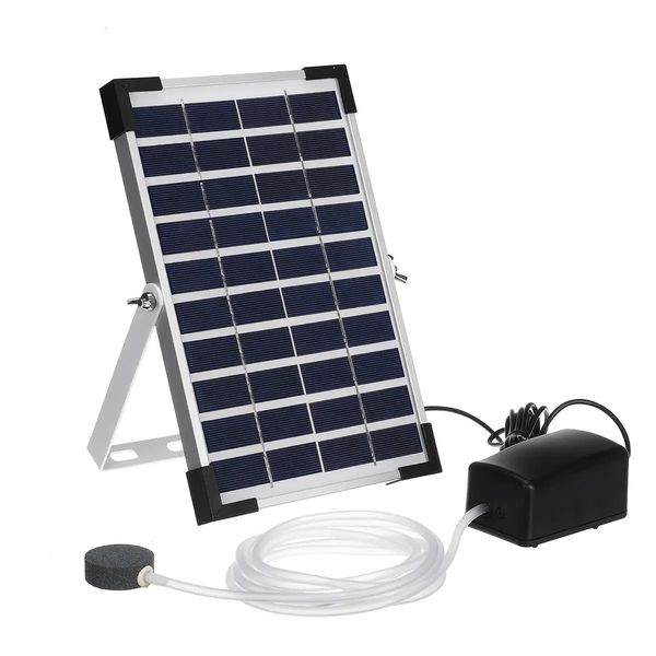 

10v 5w solar panel fish tank oxygenator aquarium oxygen aerator pond fishing air pump w/ pipe & bubble stone