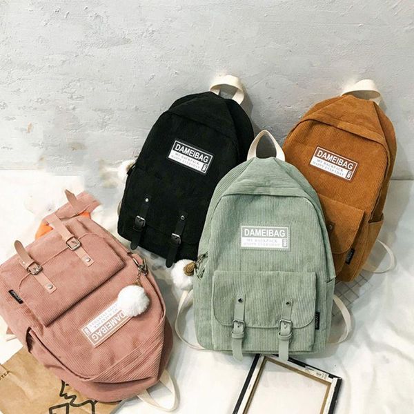 

women backpack corduroy casual rucksack for teenage girls female school shoulder bag bagpack bags