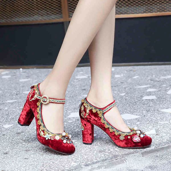 

dress shoes high heeled for silk women pumps round toe ankle buckle strap diamond embroidery han 5adx, Black