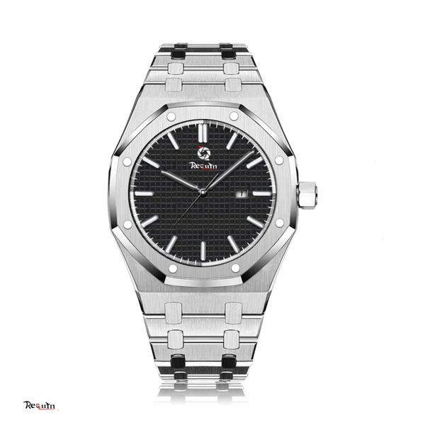 

2022 new men's automatic mechanical watch luxury 15400st.oo.1220st.01requin brand silver stainless steel case royal black calendar dial, Slivery;brown