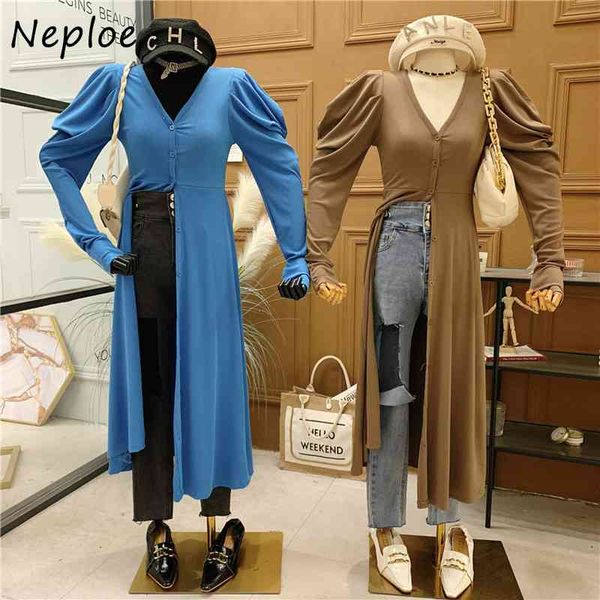 

neploe split design solid dress women high waist hip a line solid vestidos v neck pullover long sleeve robe spring 210510, Black;gray