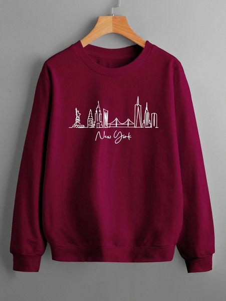 

building and letter graphic sweatshirt l5bl#, White;black