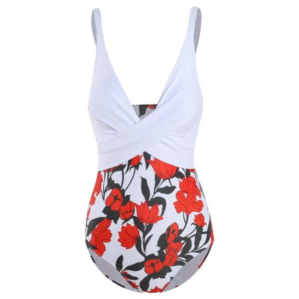 

one-piece suits 2002 swimwear women one piece swimsuit lady push up print bandage v-neck bathing suit swimming beachwear ndl2029
