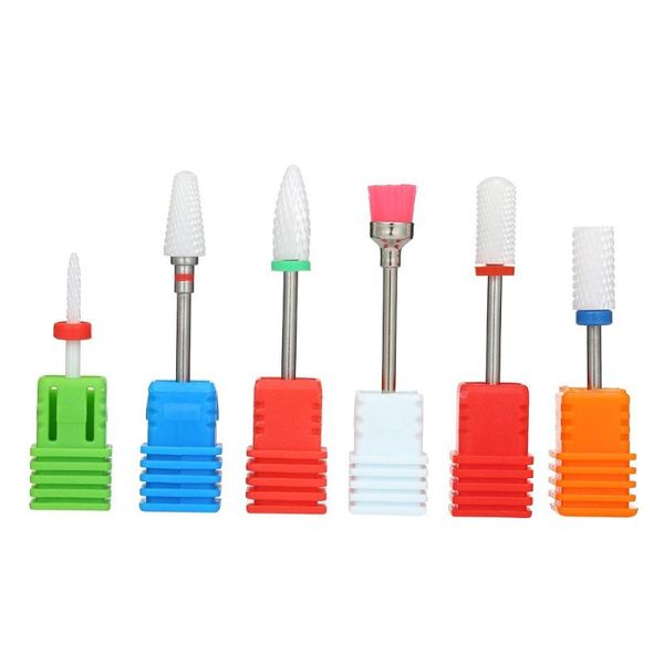 

nail art equipment 6pcs drill bits cuticle cleaner dust brush rotary polishing grinding heads salon tools, Silver