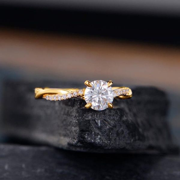 

wedding rings 2021 twisted delicate zircon gold ring women fashion engagement jewelry classic four promise for, Slivery;golden