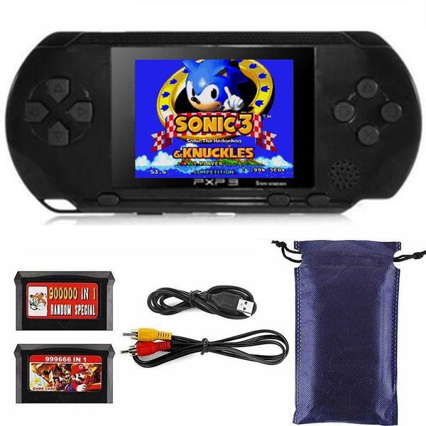 

portable game players 3'' 16 bit retro pxp3 slim station video games player handheld console with 2 card built-in 150 classic